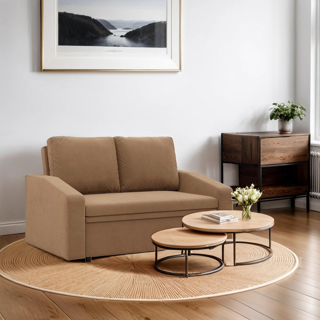 Thumbnail - Simkam Furniture Sofa, Cappuccino, Textil, 148x90x87 cm, Wohnzimmer, Sofas & Couches, Schlafsofas