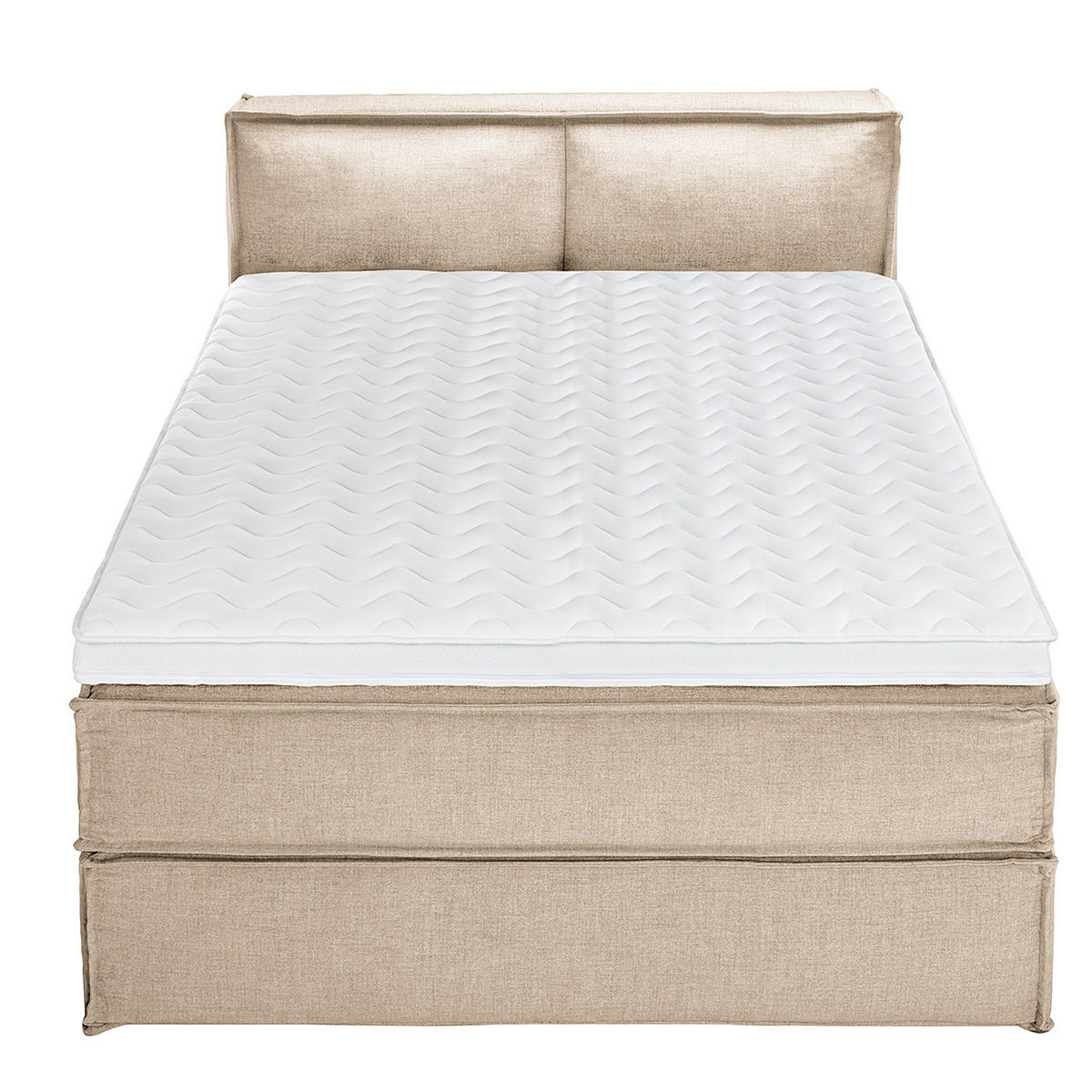 BOXSPRINGBETT mit Kopfteil - Premium - Beige, Textil (200/200cm) - home24
