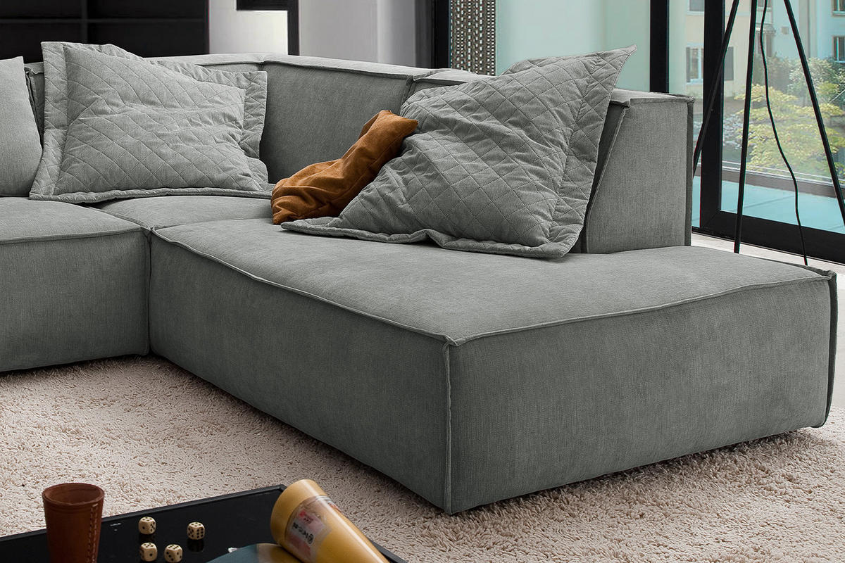 ECKSOFA SAMU Grau Webstoff - Schwarz/Grau, Textil (226/224cm) - KAWOLA