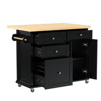 KÜCHENINSEL mit Ausziehplatte 107 x 45-70 x 90,5 cm Schwarz/Natur - Schwarz, Holz (45/90.5/107cm) - Beauniv