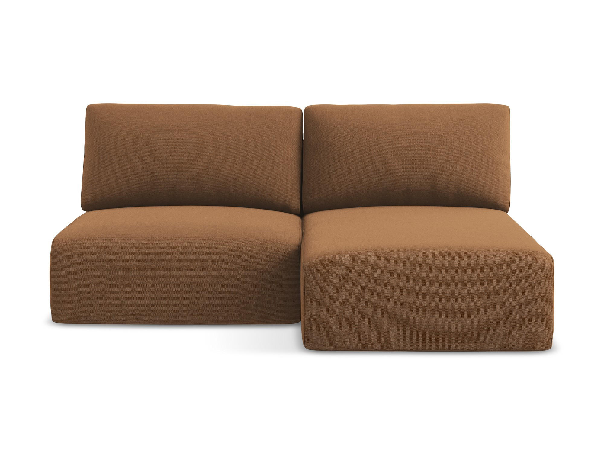 ECKSOFA mit Schlaffunktion rechts Strukturstoff Stoff Orange - Beige/Terra cotta, Kunststoff/Textil (210/149cm) - Makamii