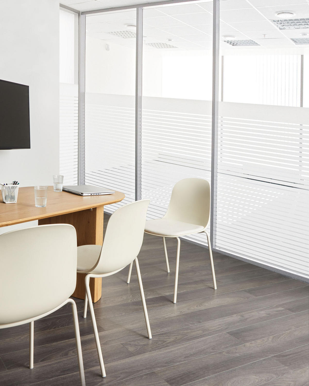 KONFERENZSTUHL 2er-Set Hellbeige Dorr - Beige, Kunststoff (50/85/54cm) - Beliani