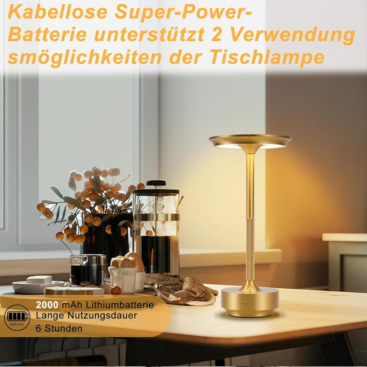 LED TISCHLAMPE Elowen 12.8/12.8/27 cm - Goldfarben, Kunststoff/Metall (12.8/12.8/27cm) - ZMH