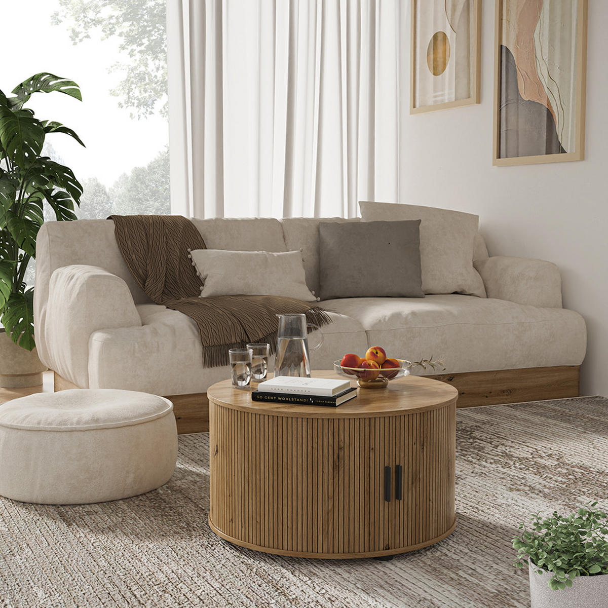 MASUTA DE CAFEA Selva stejar 80 x 80 cm cu usa culisanta - culoare lemn stejar, compozit lemnos (80/80/45cm) - Vicco