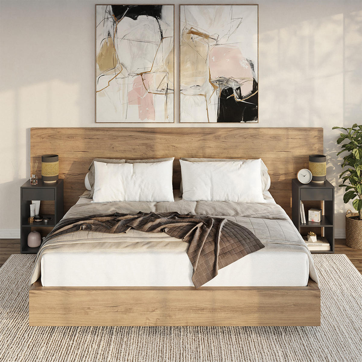 NACHTTISCH Dany Anthrazit 35 x 65 cm mit 1 Schublade - Anthrazit, Holzwerkstoff (35/65/35cm) - Vicco