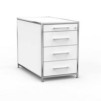 BÜRO-STANDCONTAINER Holz, 80 cm, 4 Schubladen, Weiß - Chromfarben/Silberfarben, Holzwerkstoff/Metall (80/61/80cm) - Versee