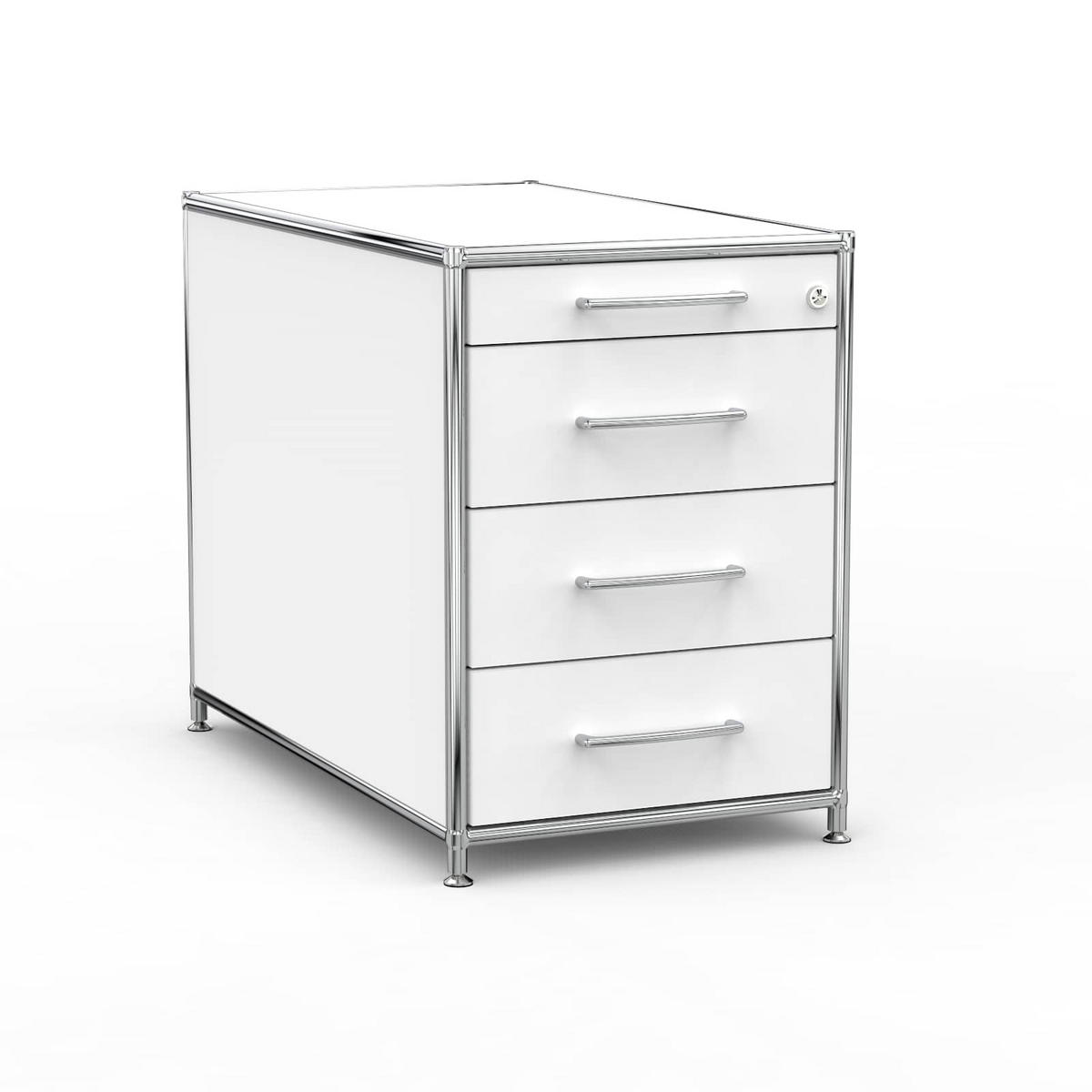 BÜRO-STANDCONTAINER Holz, 80 cm, 4 Schubladen, Weiß - Chromfarben/Silberfarben, Holzwerkstoff/Metall (80/61/80cm) - Versee