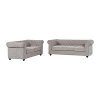 SOFA 3-Sitzer & 2-Sitzer - Stoff - Grau - CHESTERFIELD - Grau, Textil (205/72/88cm) - Vente-Unique