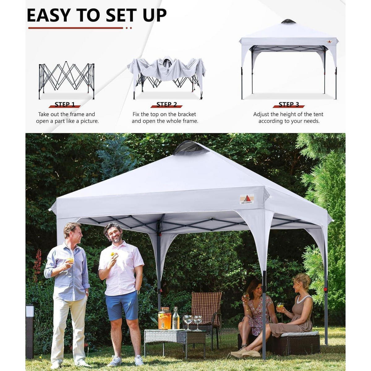 GARTENPAVILLON 3x3M wasserdicht mit Zubehör Weiß - Weiß, Textil (304.8/297.2/304.8cm)