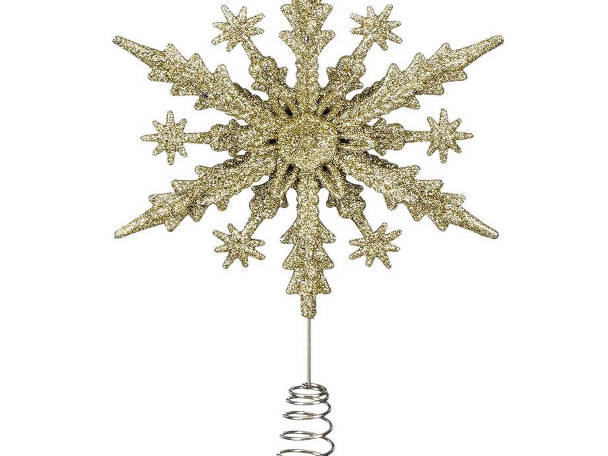CHRISTBAUMSPITZE Schneeflocke Gold, 23 cm, Kunststoff - Goldfarben, Kunststoff (13/23/13cm) - LAALU