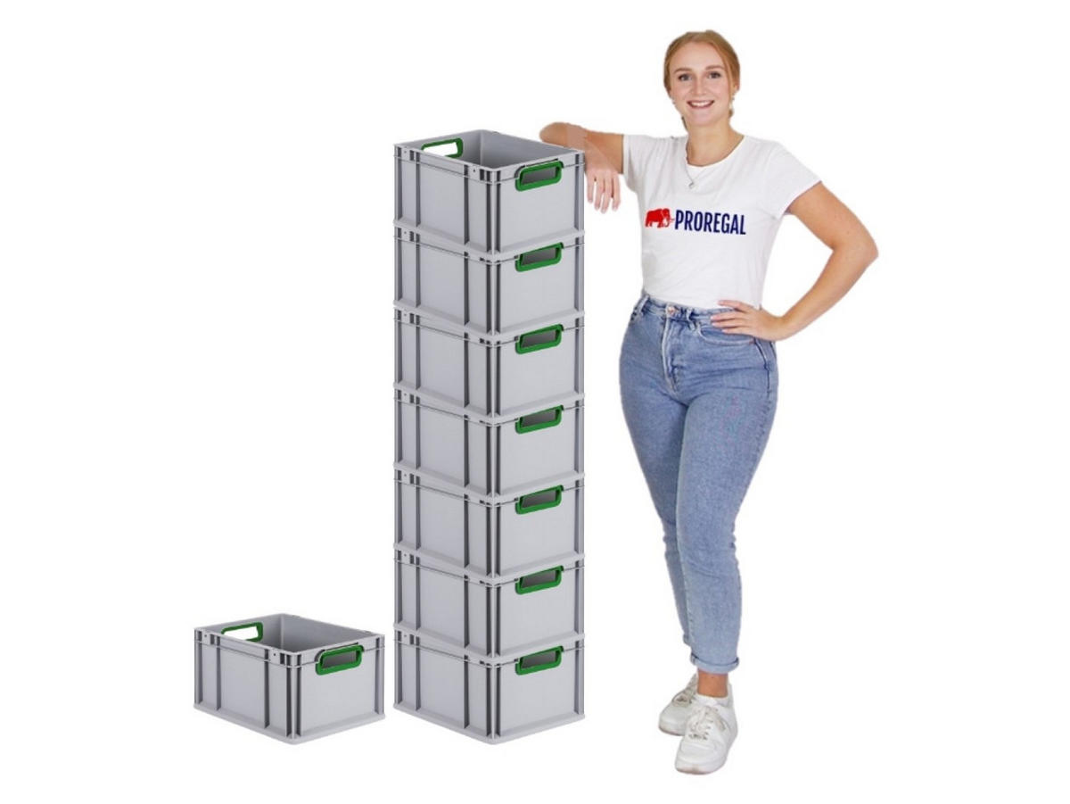EUROBOX 8x Nextgen Color 22x30x40cm 20 Liter Griffe Grün Offen - Grün, Kunststoff (30/22/40cm) - PROREGAL