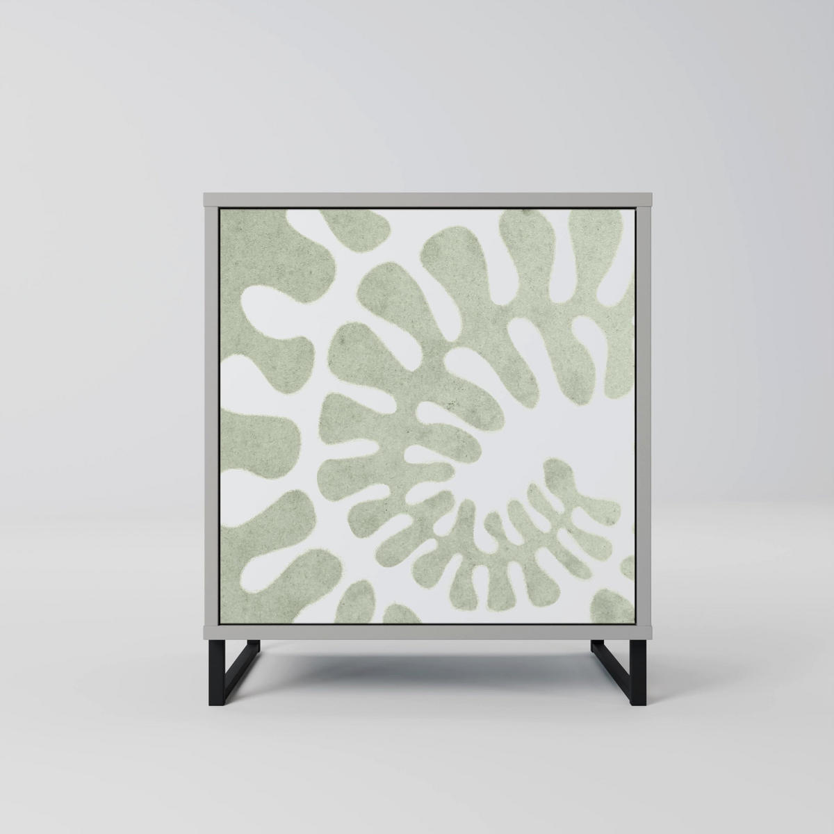 SIDEBOARD HELIX DANCE, Grau, 57,5x42x70,5 cm, Schwarze Metall-Sternfüße - Multicolor/Schwarz, Holzwerkstoff/Metall (57.5/70.5/42cm) - SpaceRebels