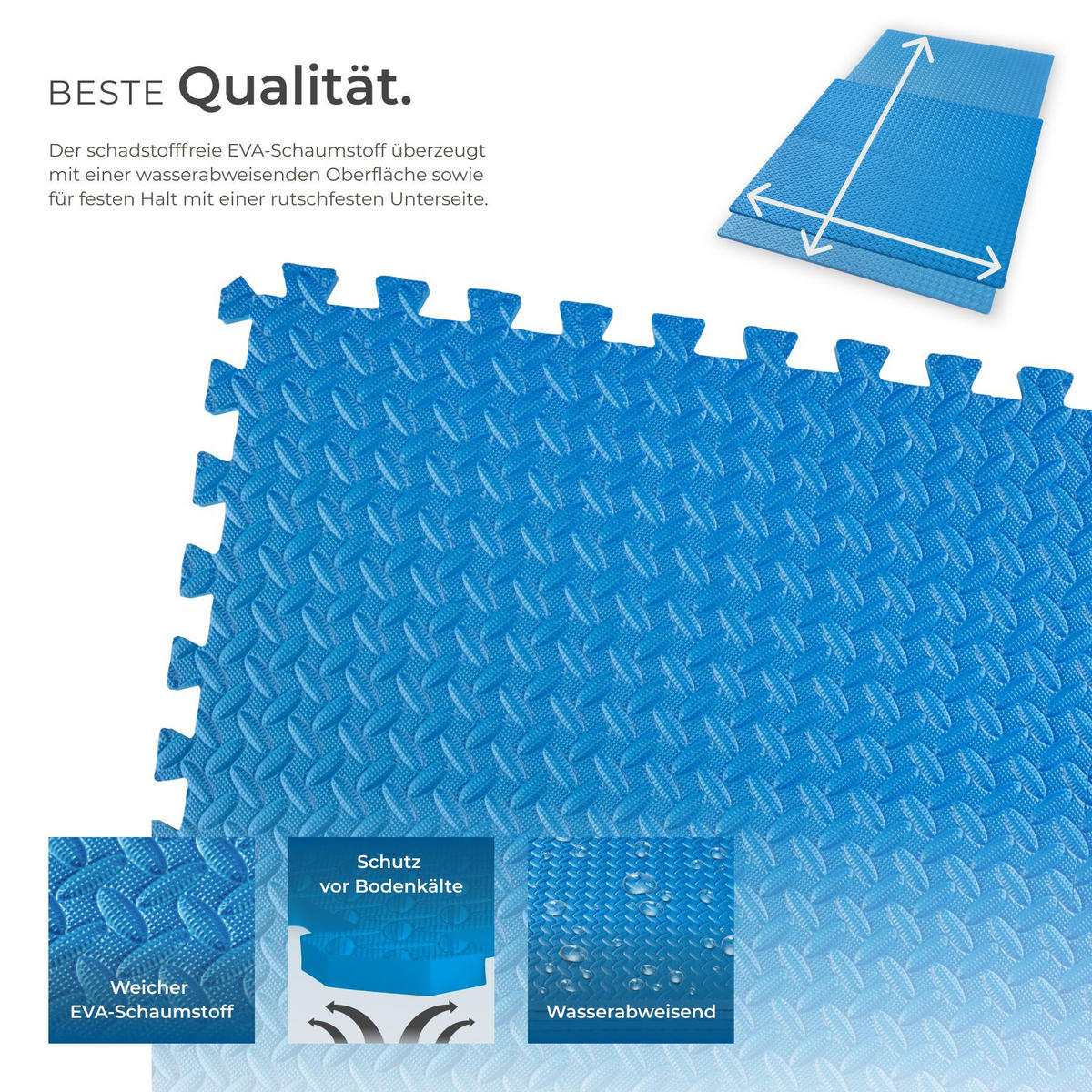 SCHUTZMATTENSET , leichte Reinigung und flexibel erweiterbar, blau - Blau, Kunststoff (124/307cm) - tectake