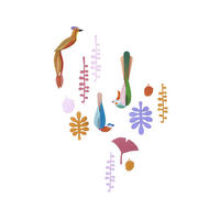 WANDDEKO Tropenvögel-Set 5/31.7 cm - Multicolor, Wellpappe (5/31.7/15cm) - KUNSTLOFT