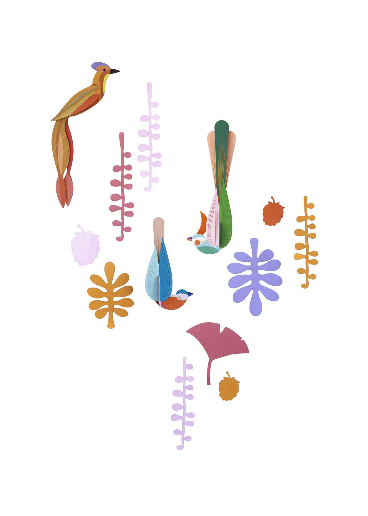 WANDDEKO Tropenvögel-Set 5/31.7 cm - Multicolor, Wellpappe (5/31.7/15cm) - KUNSTLOFT