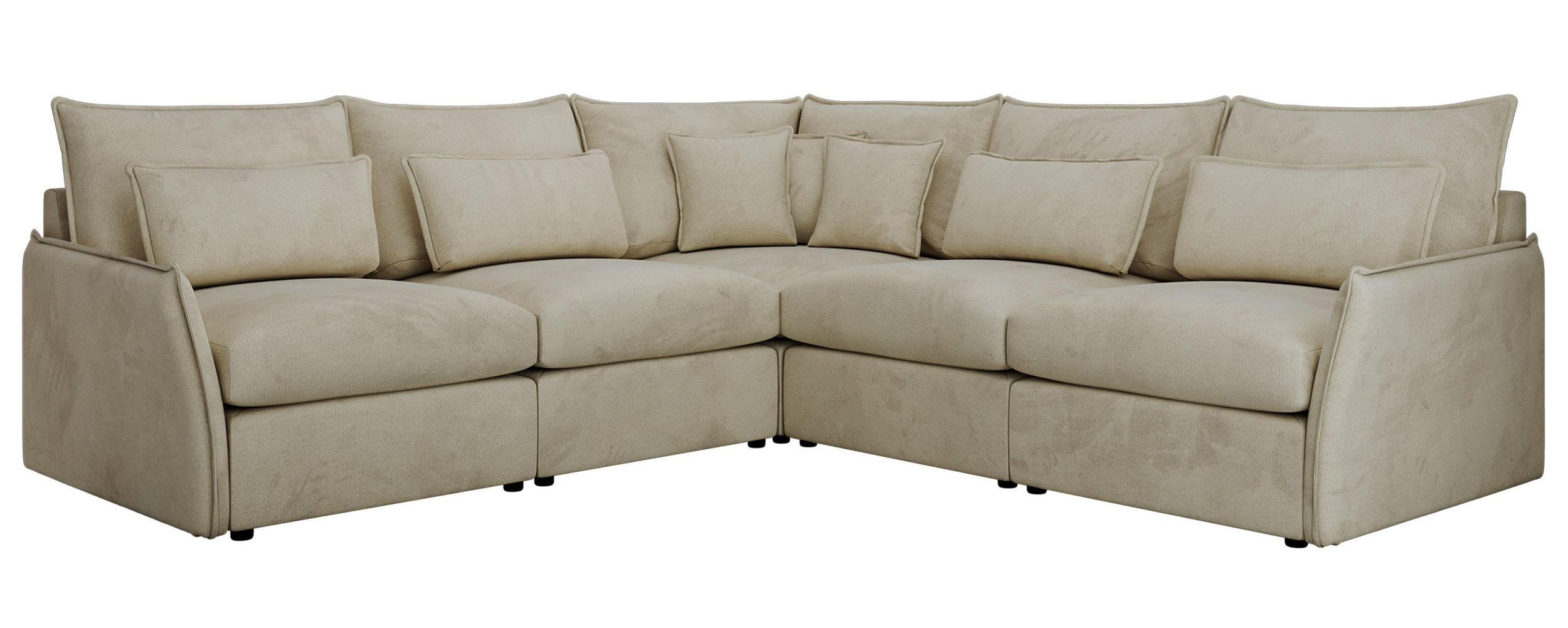 ECKSOFA VERSO L Beige Velvet - Beige/Schwarz, Kunststoff/Textil (270/270cm) - MKS