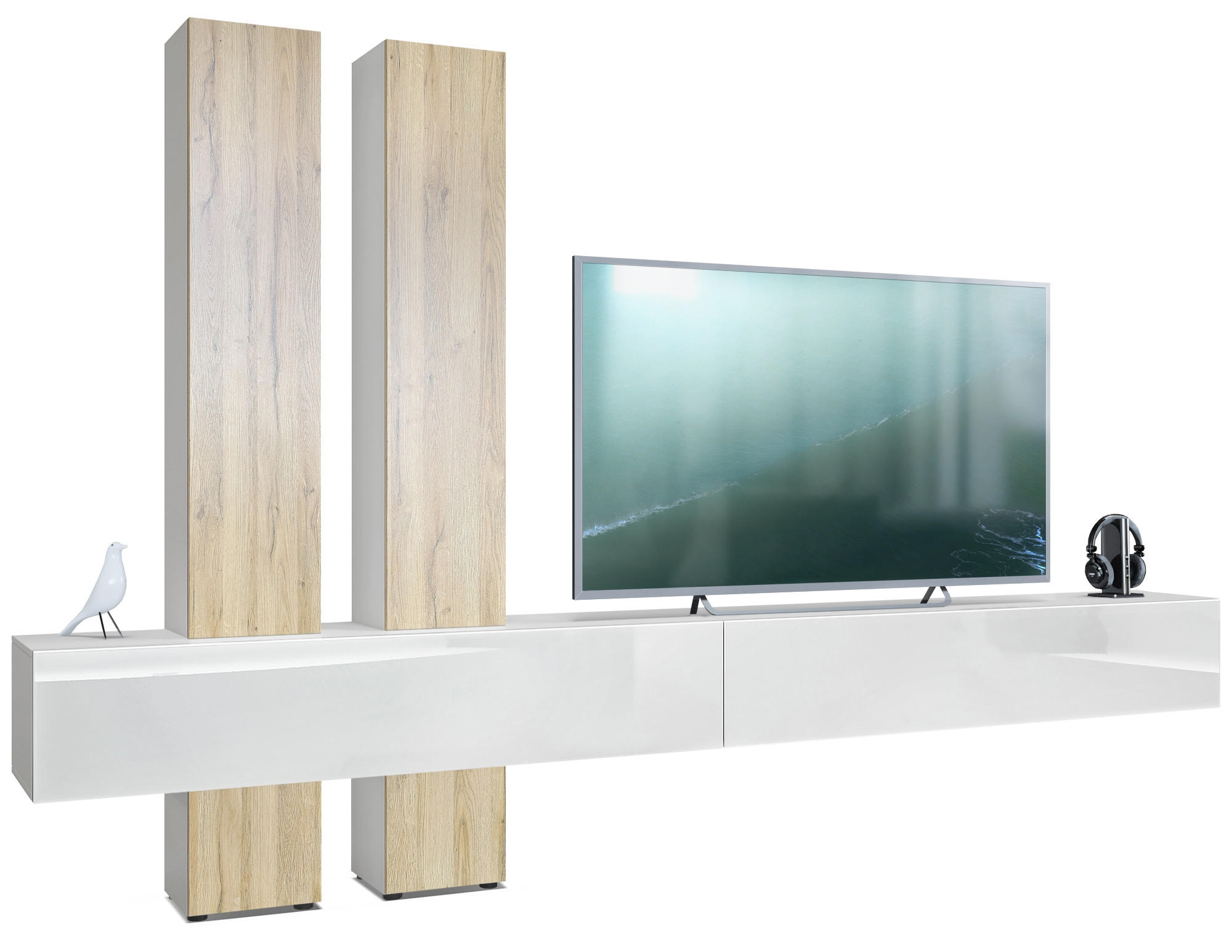 Vladon Wohnwand Eiche 330x204x39 cm