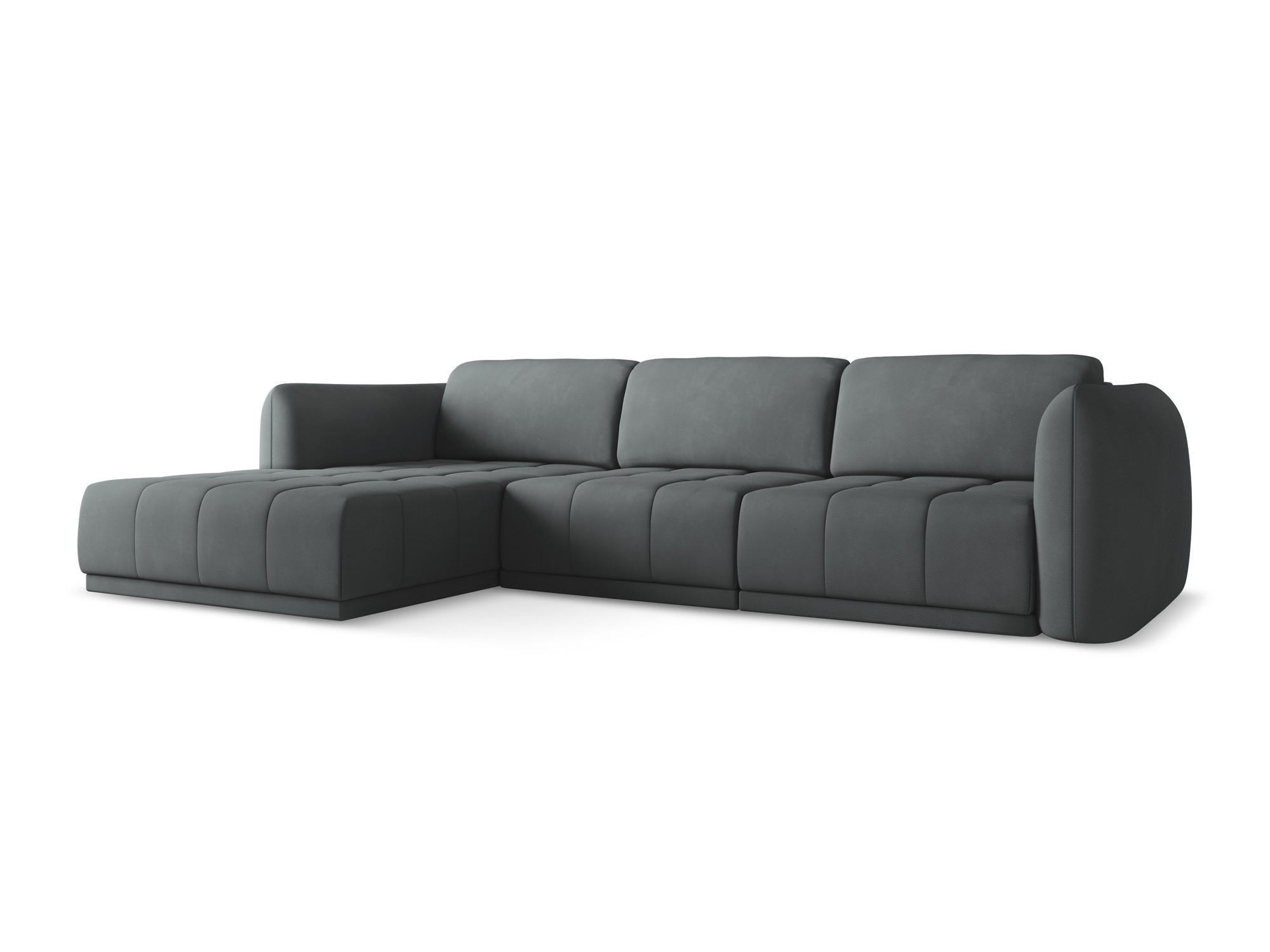 ECKSOFA Links Chenille Stoff Grau - Schwarz/Graphitfarben, Kunststoff/Textil (170/290cm) - Makamii