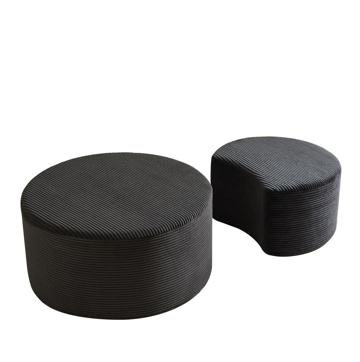 COUCHTISCH-SET 2-teilig in Schwarz aus Stoff, gepolstert und vielseitig nutzbar - Schwarz, Holzwerkstoff (127/81/40cm) - Flora Grace