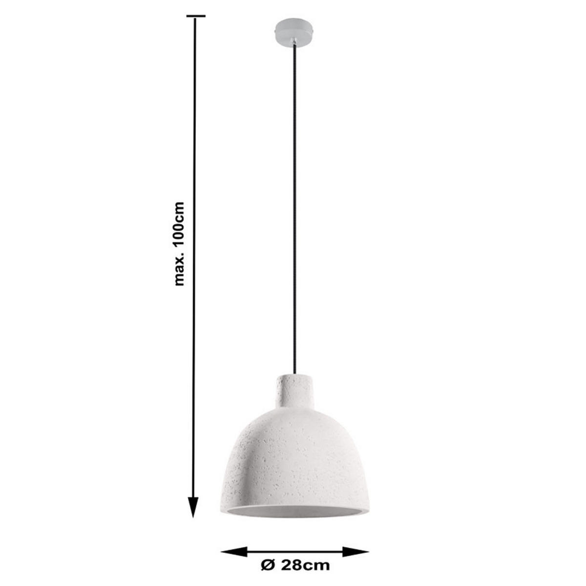 LED HÄNGELEUCHTE Beton Weiß Kuppel - Weiß, Stein (28/28/100cm)