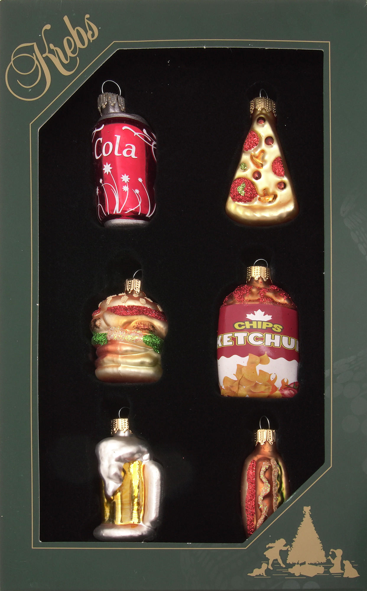 CHRISTBAUMSCHMUCK Food Mini-Set Mehrfarbig 6cm (Glas / 6 Stk.) - Multicolor, Glas (3/6/3cm) - Krebs Glas Lauscha