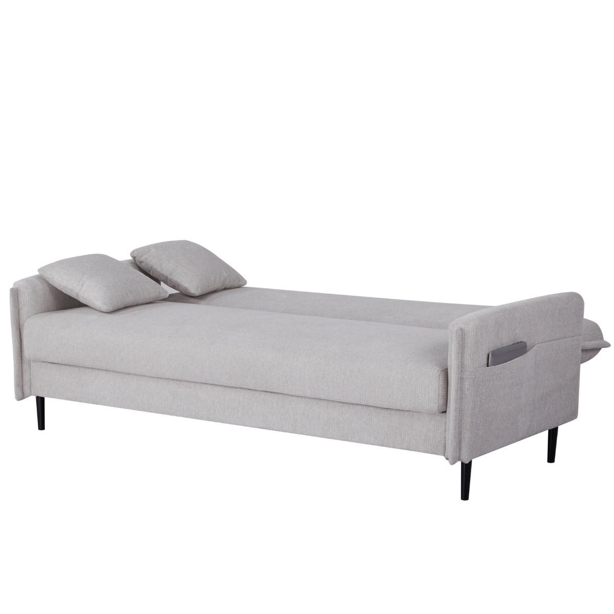 SCHLAFSOFA 3-Sitzer mit Stauraum aus Stoff, Beige - Beige, Textil (85/87/200cm) - Giga Meubel