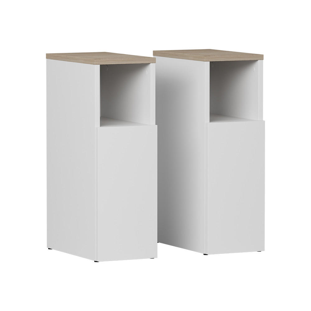 NACHTTISCH Enton Weiß/Sonoma 2er set - Weiß/Sonoma Eiche, Holzwerkstoff (20/59.5/35cm) - Vicco