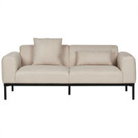 2-SITZER-SOFA Leinen hellbeige Malmos - Beige/Schwarz, Textil (196/78/85cm) - Beliani