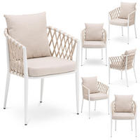 GARTENSTÜHLE SUNNY 6er-Set weiß, champagne - Weiß, Textil/Metall (56/75/62cm) - IDIMEX