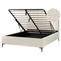 BETT mit Stauraum 160/200 cm Cremeweiß Sezanne - Schwarz/Weiß, Textil (160/200cm) - Beliani