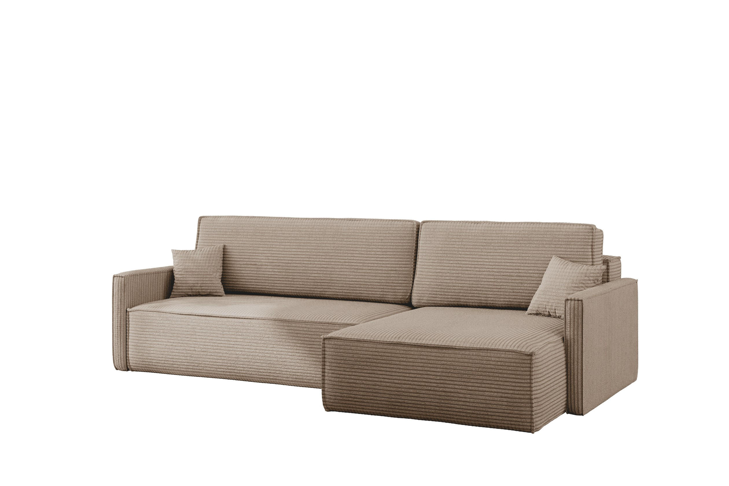 SCHLAFSOFA Carlos, Ecksofa L-Form mit schlaffunktion und bettkasten Stoff Poso Dunkelbeige Rechts - Taupe, Holz (250/83/142cm) - Kaiser Möbel