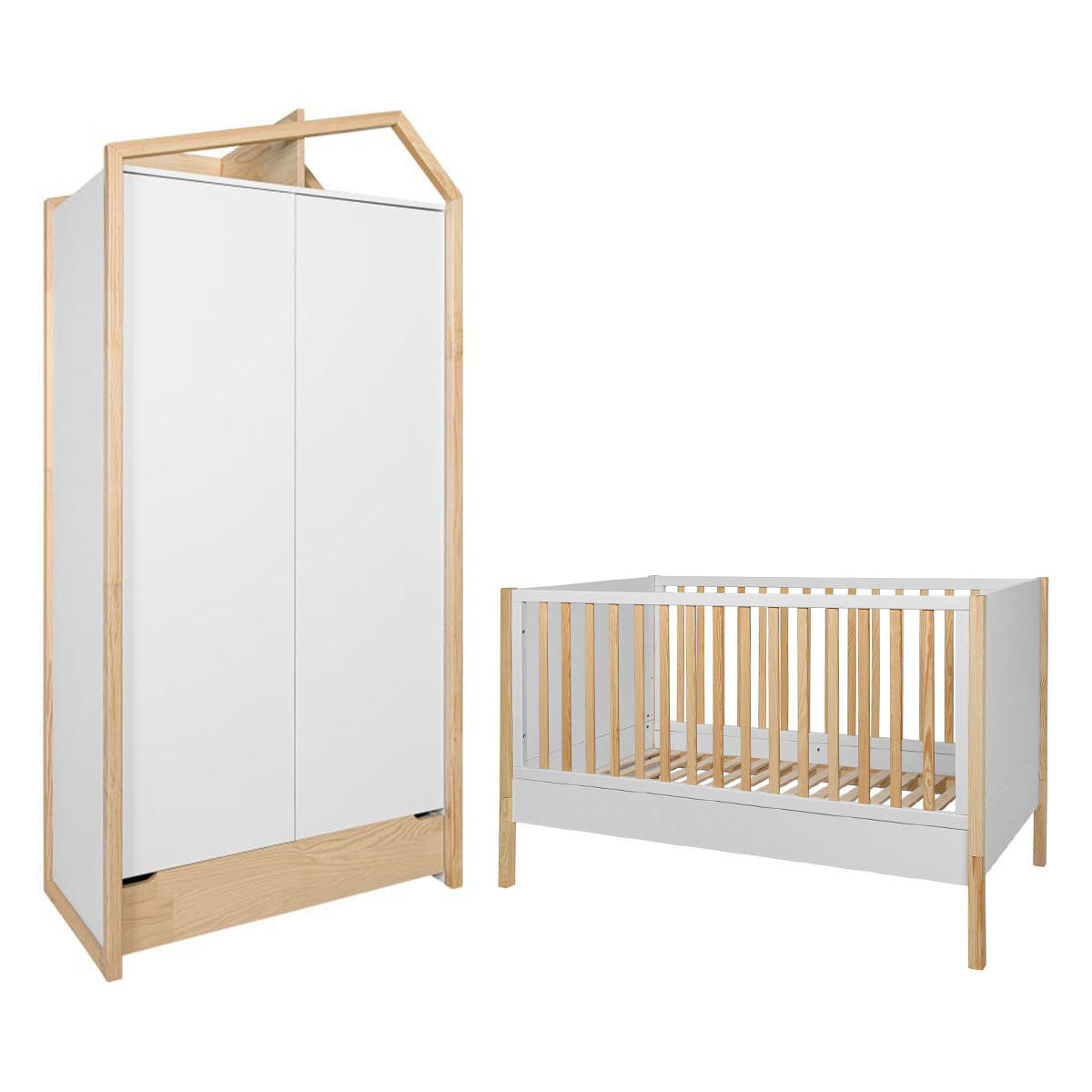 POKOJ PRO MIMINKO 2DÍLNÝ Juliette Bílá a dřevo - bílá, kompozitní dřevo (147.5/91.5/77.5cm) - Petits-meubles