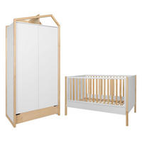 POKOJ PRO MIMINKO 2DÍLNÝ Juliette Bílá a dřevo - bílá, kompozitní dřevo (147.5/91.5/77.5cm) - Petits-meubles