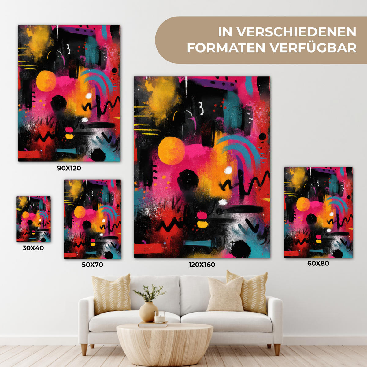 LEINWANDBILD Farbflächen - Formen - Bunt - Abstrakt Room Decor 30x40 cm - Pink, Textil (30/40cm) - MuchoWow