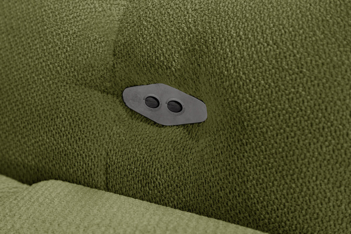 ECKSOFA KIMI 3-Sitzer, ausziehbarer Sitz, verstellbare Kopfstützen, olivgrün - Schwarz/Olivgrün, Holzwerkstoff/Textil (270/160cm) - Courtois Laville