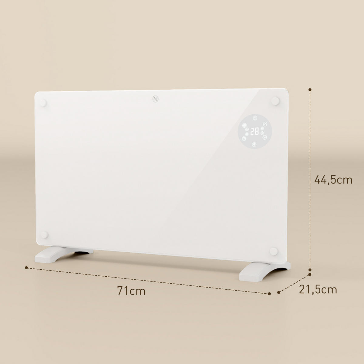 HEIZGERÄT DE-17045 1500 W mit LED-Display & Timer - Weiß, Glas (21.5/44.5/71cm) - ComfortXL
