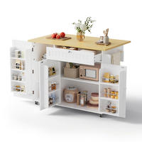 KÜCHENWAGEN mit Klappplatte, Schublade und Stauraum 120 x 70/45 x 92 cm Natural White - Naturfarben, Holz (70/92/120cm) - Beauniv