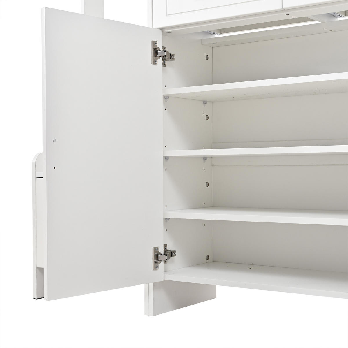 GARDEROBE-SET Schuhschrank 8 Haken 6 Ablagen Weiß - Weiß, Holzwerkstoff (125/165/32cm) - FLIEKS
