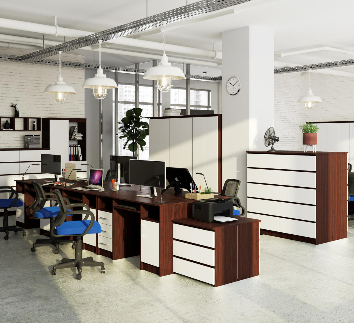 SCHREIBTISCH Wengefarben, Weiß 124x52x74 cm - Wengefarben/Silberfarben, Holzwerkstoff/Kunststoff (52/124/74cm) - Akord