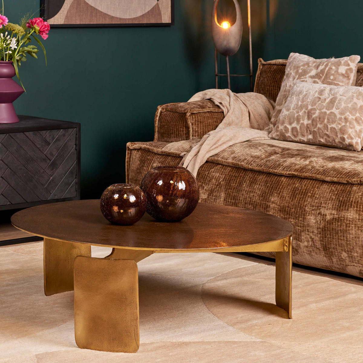 COUCHTISCH Theory Metall 90 cm / 90 cm Gold - Goldfarben, Metall (90/90/28cm)