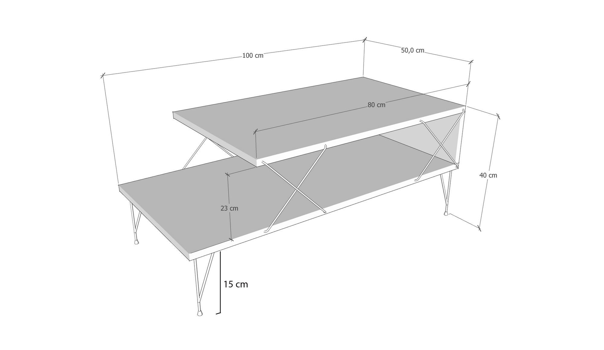 Habitat Garten Couchtisch Braun 50x40x100 cm