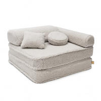 KINDERSESSEL modular 3-in-1 ausklappbar aus Teddystoff in Taupe - Hellgrau, Textil (1000/50/50cm) - MeowBaby