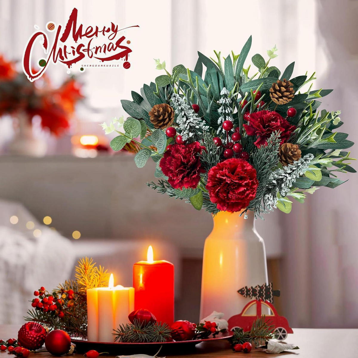 KÜNSTLICHE Zweige 45-teiliges Set mit roten Beeren und Blättern - Multicolor, Kunststoff (26cm)
