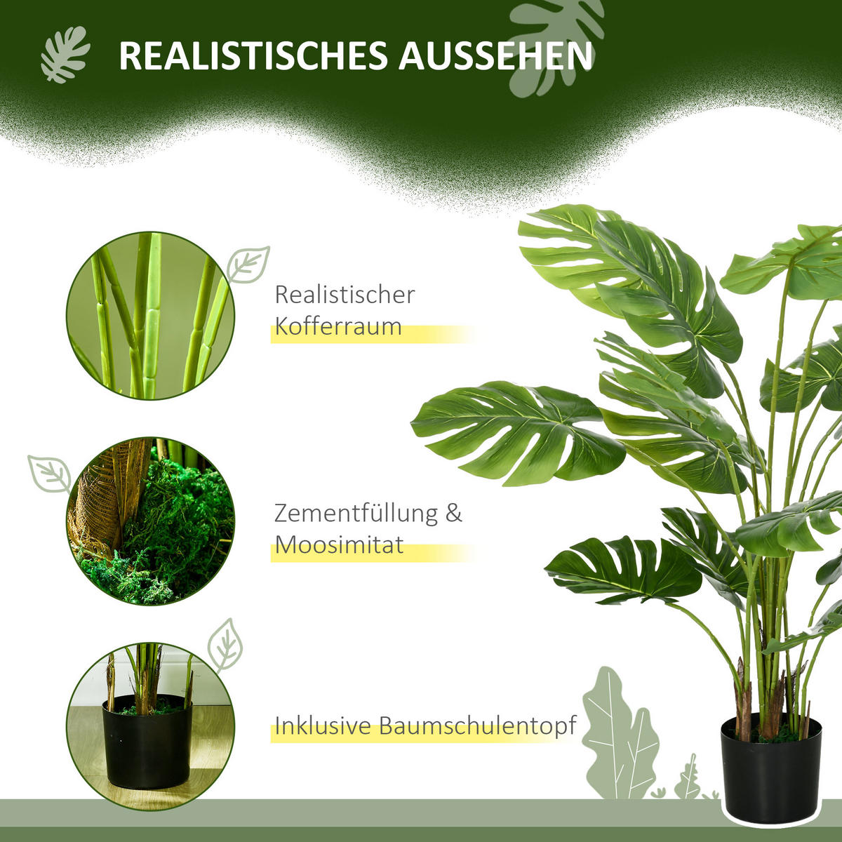 KÜNSTLICHE Pflanzen Grün 17.5/17.5/120.0cm - Grün, Kunststoff (120cm)