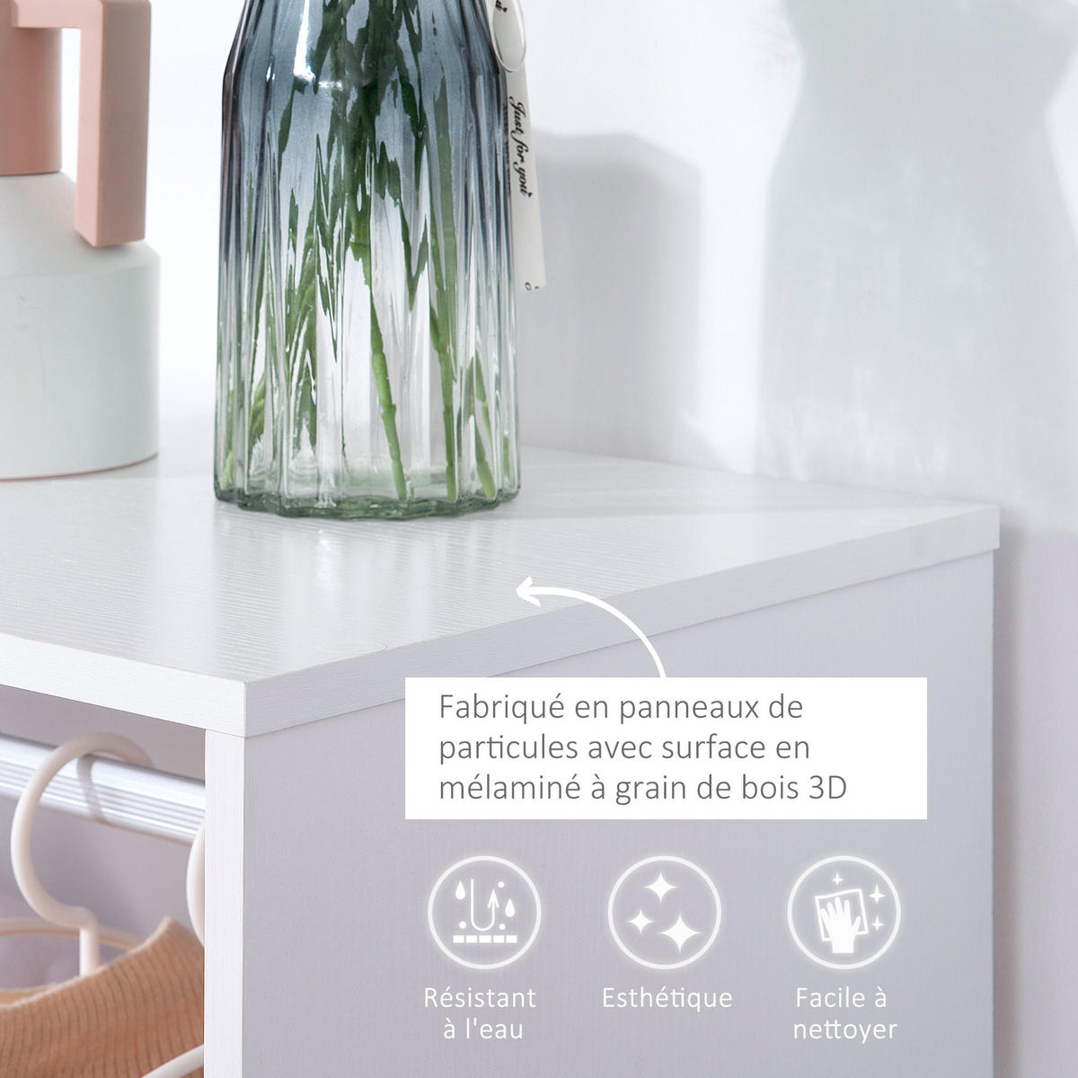 KLEIDERSCHRANK Weiß 1 Stück - Weiß, Naturmaterialien (40/128/60cm) - GiPP