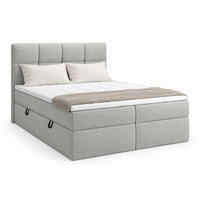 BOXSPRINGBETT RUHE 160x200 cm mit Bettkasten und HR-Topper – Grau - Hellgrau/Grau, Textil (160/200cm) - MebleHot