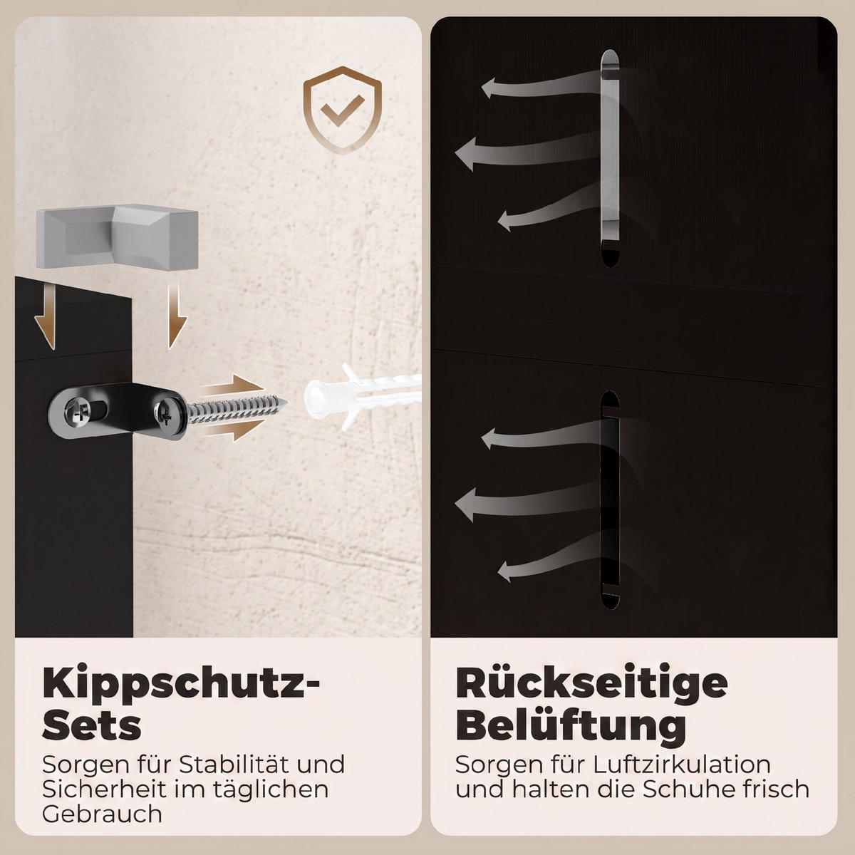 SCHUHSCHRANK Schwarz 34.0/72.0/103.0 cm - Schwarz, Holzwerkstoff (72/103/34cm)