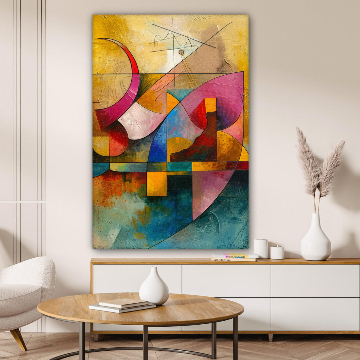 LEINWANDBILD Kunst - Abstrakt - Modern Deko Groß 90x140 cm - Gelb, Textil (90/140cm) - MuchoWow