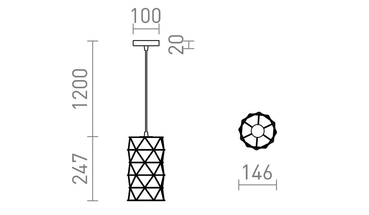 PENDELLEUCHTE ILUSIA Schwarz 15 W - Schwarz, Metall (30/30/120cm) - Rendl