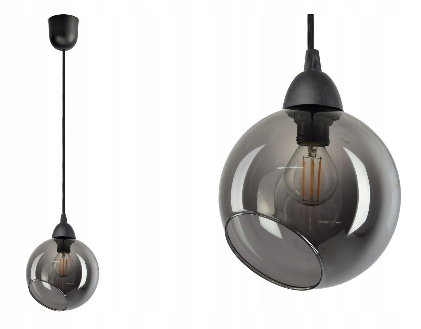 PENDELLEUCHTE Kogel - Transparent/Anthrazit, Glas/Metall (15/15/80cm) - kiki design
